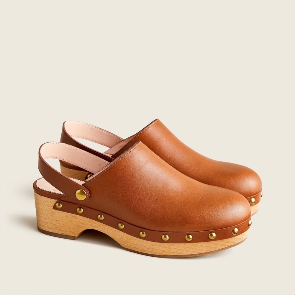 J Crew Brown Leather Convertible Leather Clogs size 9